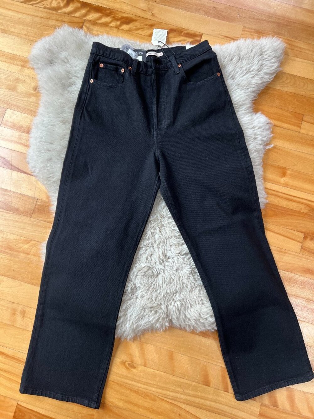 Levi's Ribcage Straight Ankle Jeans - Super High Rise - Black - Size 28